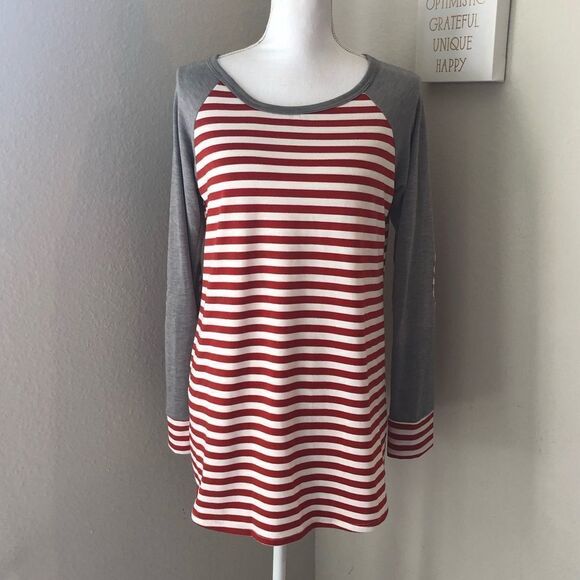 Twenty Second Red Striped Tunic w/ Elbow Patches - Picture 1 of 5